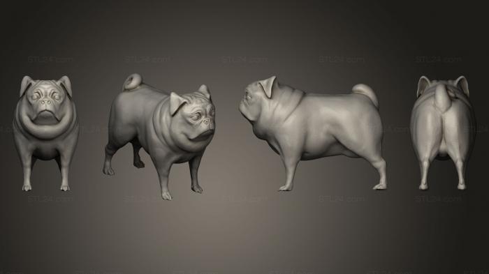 Статуэтки животных (Мопс, STKJ_0402) 3D модель для ЧПУ станка